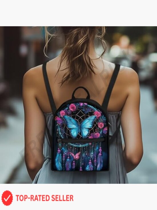 Dreamcatcher Butterfly Mini Backpack Trendy Lightweight Daypack RFID Blocking main image 4